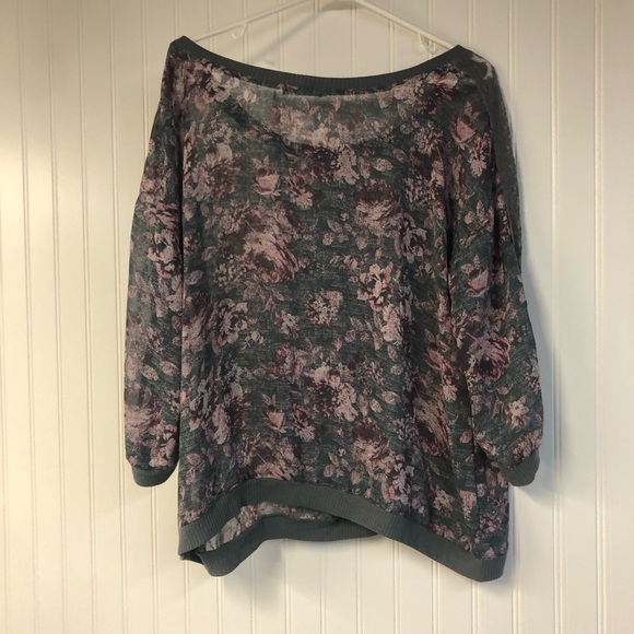 Maurices Floral Print Women's Top Sheer Gray Pink XL - Picture 5 of 5